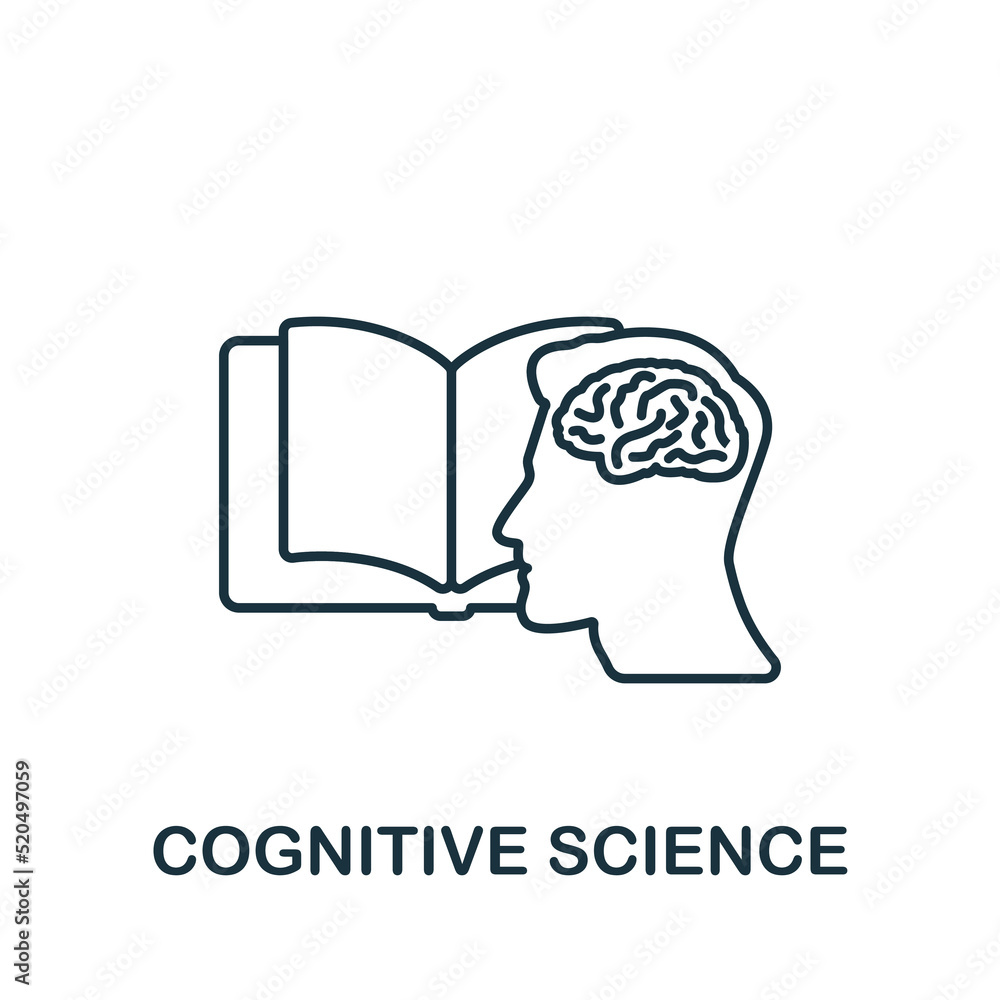 Poster cognitive science icon. monochrome simple artificial intelligence icon for templates, web design and