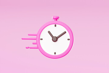 Fast time clock ui icon sign or symbol 3d rendering