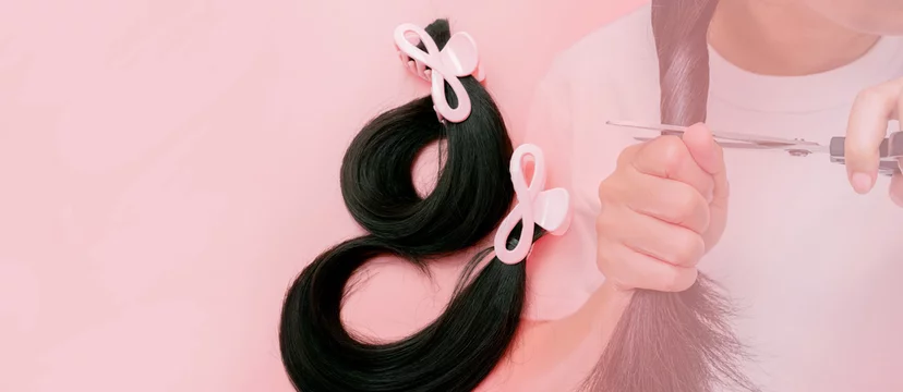 Hair donation for breast cancer person concept. Donate hair to wigs