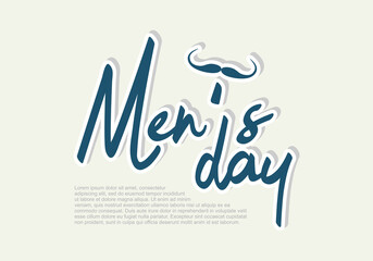 Fototapeta premium Men day background banner poster with moustache on white color.