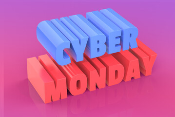 3D Illustration of Cyber Monday - Typography