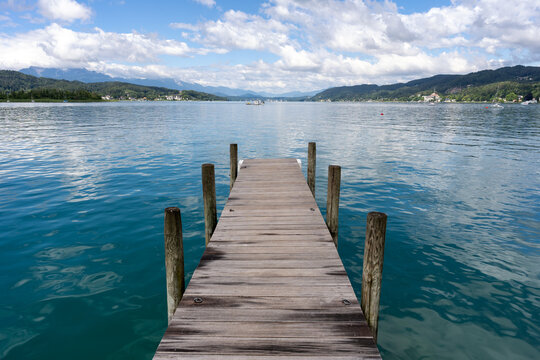 Dock at the Woerthersee in Carinthia, Austria