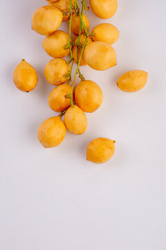 Thai fruit. Fresh ripe mafai with sweet and sour on white