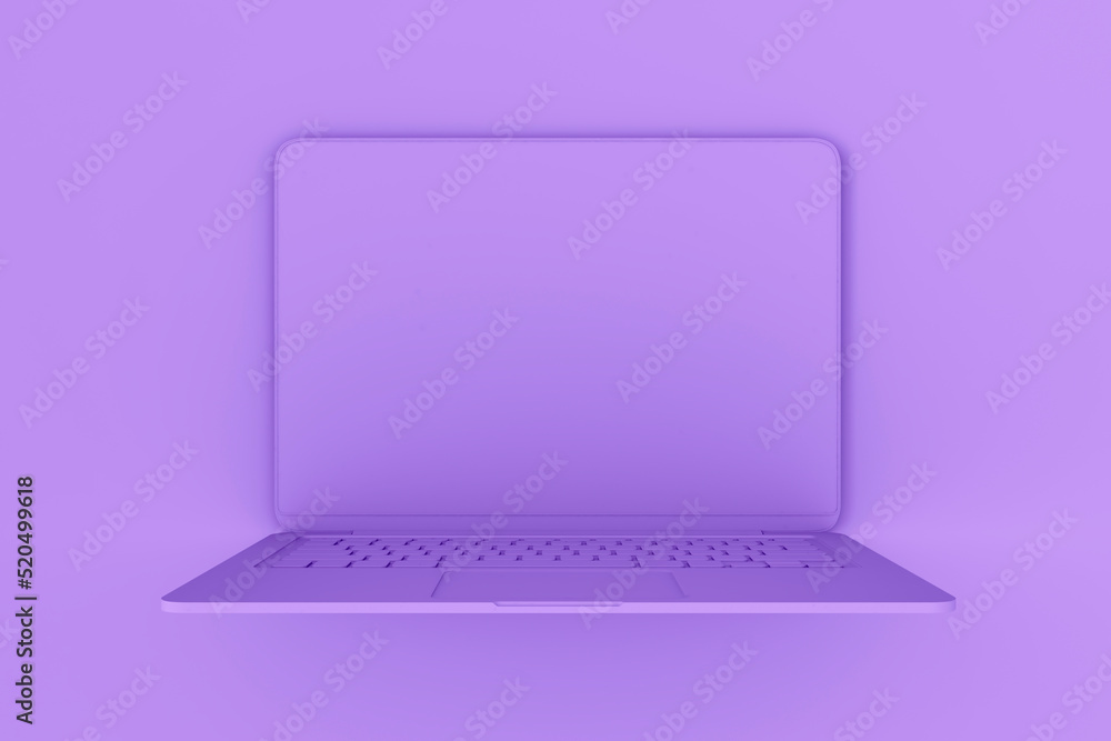 Poster Abstract image of seamless purple laptop background. Design and device concept. Mock up, 3D Rendering.