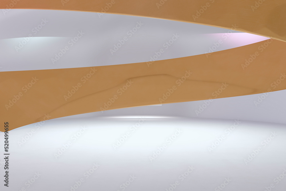 Aufkleber Abstract white background with brown line and mock up place. 3D Rendering.
