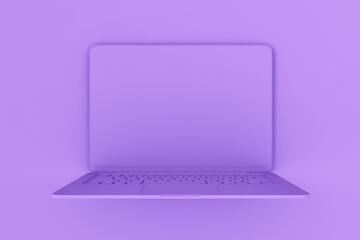 Abstract image of seamless purple laptop background. Design and device concept. Mock up, 3D...