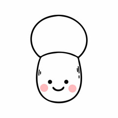 Cute mushroom. Coloring book for kids. Vector doodle illustration. Postcard decor element.