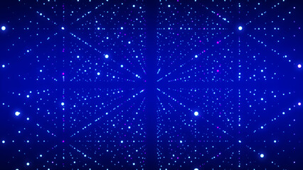 Obraz premium Abstract futuristic infinite flow of scientific data. Network structure of an array of points. Outer space background. Big data visualization. 3D rendering.