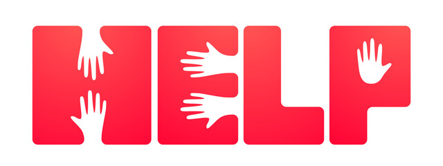Help lettering with hands shape illustration
