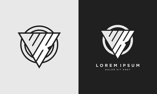 Letter WK triangle logo icon modern stylish monogram design