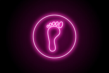Footprint glowing neon sign logo icon