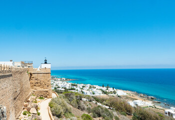 Fototapeta na wymiar Panoramic view of the city from the fort of Kelibia, Tunisia