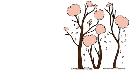 abstract tree with pink blossom