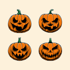 Pumpkin halloween vector design set