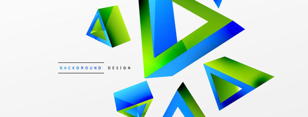 Triangle abstract background. 3d vector basic shape technology or business concept composition. Trendy techno business template for wallpaper, banner, background or landing