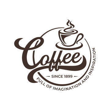 Vintage Coffee logo template. Caffeine logotype. Retro vintage insignia. Retro coffee badge. Vector illustration