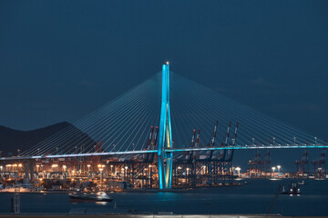 bosphorus bridge at night city