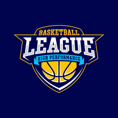 Basketball club logo, emblem, designs with ball. Sport badge vector illustration
