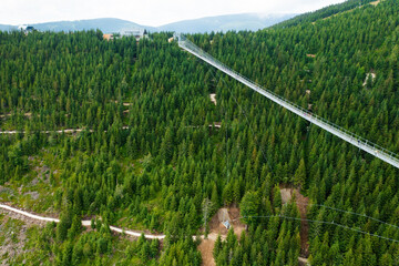 Sky Bridge 721 is the longest suspension bridge between two hills in the forest, Dolni Morava,...