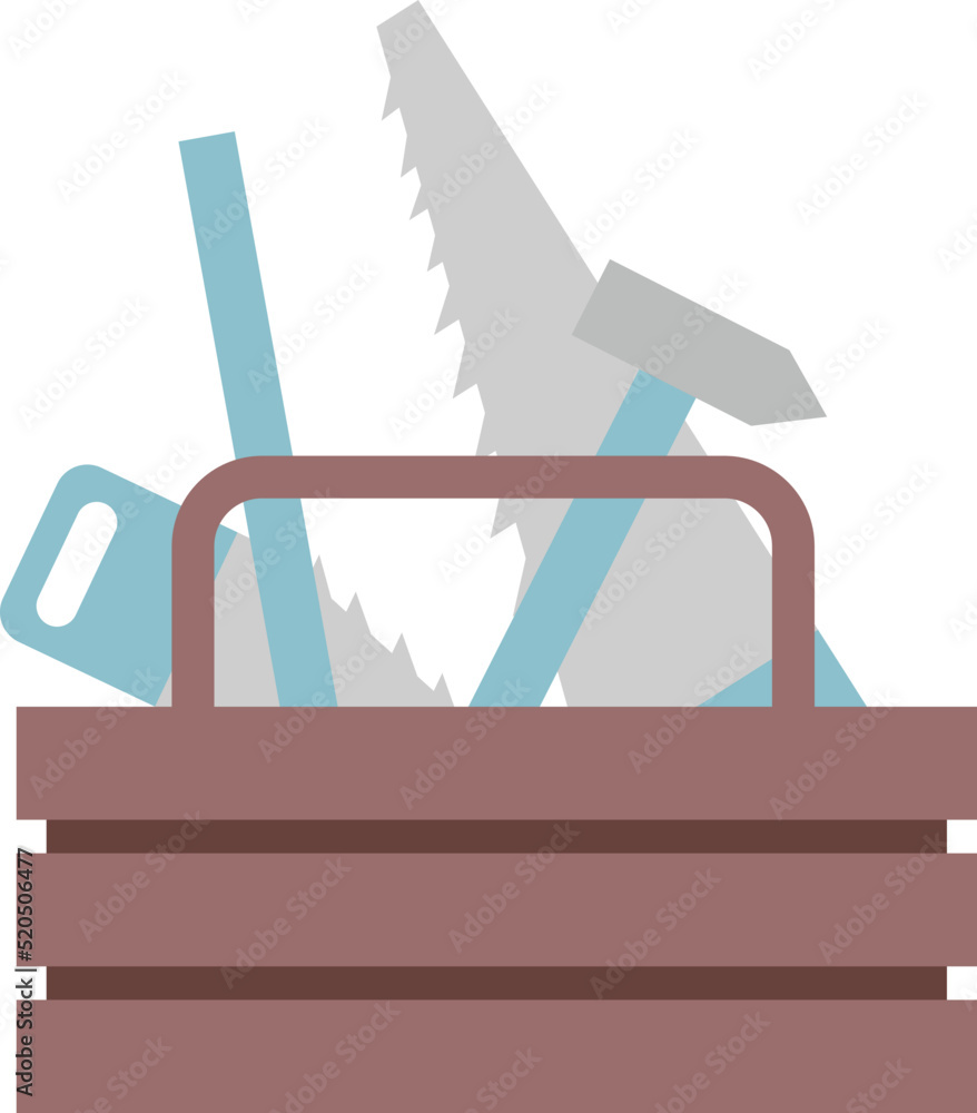 Poster box with different tools semi flat color vector object. handyman equipment. repair service. full siz