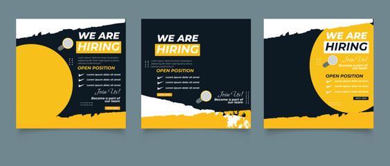 We are hiring job vacancy square social media post banner template