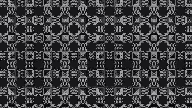 Animation With Arabic Decorative black and grey Seamless Pattern In Sliding Motion. digital arts.
Vintage ornamental retro pattern - black background