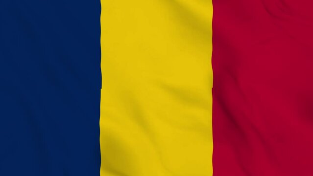 realistic Republic of Chad waving flag. smooth 4k video seemless loop 
