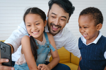 Father and kids.