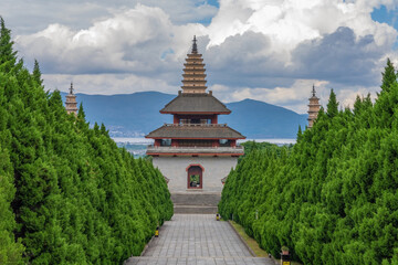 Ancient buildings and tourist attractions in Santa Park, Dali City, Yunnan Province, China