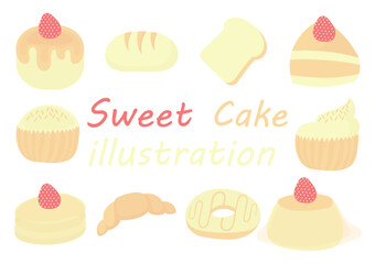 a collection of sweet cake illustrations on a white background
