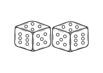 hand drawn dice on a white background