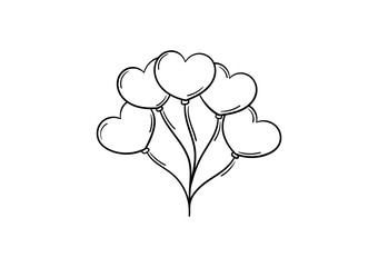 hand drawn heart shaped balloon on a white background