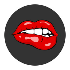 Woman biting her lips. Sexy female avatar. Vector illustration.