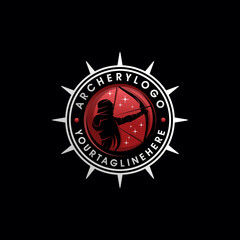 Archery man logo design vector template