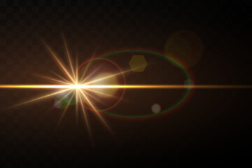 Vector transparent sun light with special glare light effect. Sun glare.