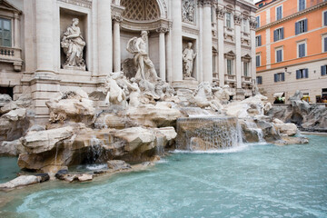 Fototapeta na wymiar Trevi Fountain is one of the most important tourist attractions in the city of Rome