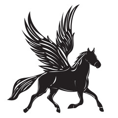 Fototapeta premium black pegasus silhouette on white background isolated, vector