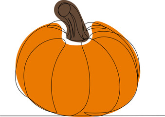 pumpkin drawing one continuous line vector