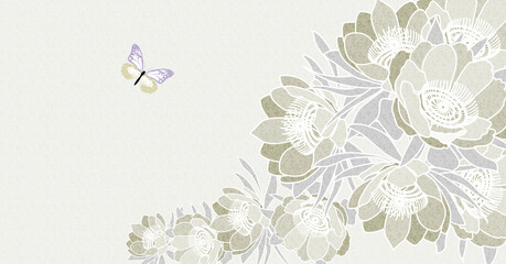 Background illustration of flowers and butterflies