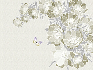 Background illustration of flowers and butterflies