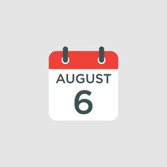 calendar - August 6 icon illustration isolated vector sign symbol