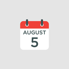 Fototapeta premium calendar - August 5 icon illustration isolated vector sign symbol
