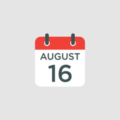 calendar - August 16 icon illustration isolated vector sign symbol