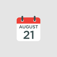 calendar - August 21 icon illustration isolated vector sign symbol