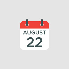 calendar - August 22 icon illustration isolated vector sign symbol