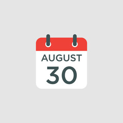 calendar - August 30 icon illustration isolated vector sign symbol