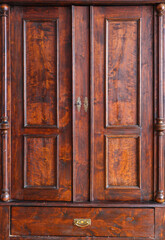 Antique vintage wooden wardrobe