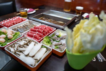 Hot pot chinese food over the table