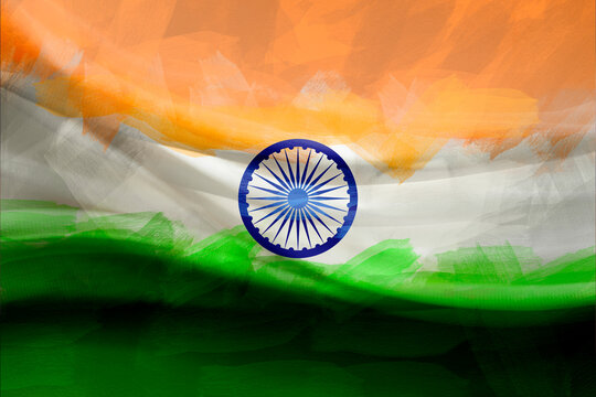 Independence day concept : indian flag on cloth