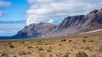great view to the Chinijo archipelago and the Famara range, Lanzarote, Canary Islands, Spain 